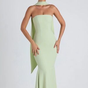 Strapless Gown with Scarf